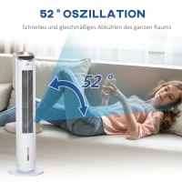 HOMCOM Ventilador de torre com refrigeração por água e controle remoto 60 W 20 m² 30 cm x 30 cm x 100,8 cm 3 modos Branco(m-4)
