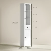 HOMCOM Armário de banheiro com 3 prateleiras, 1 gaveta, robusto, MDF, branco(m-3)