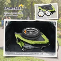 PawHut 2 in 1 Dog Bike Trailer, Foldable Pet Stroller, Dog Bicycle Trailer with Suspension, for Medium Dogs up to 20kg, Green(m-6)