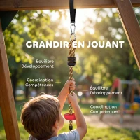 AIYAPLAY Corde d'escalade Balancoire 1,9 m, Balançoire Disque pour Enfants avec Plateforme, Sangle et Mousqueton, Rouge(m-6)