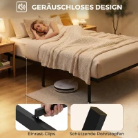 HOMCOM Bedframe met Opbergruimte, Metalen Frame, zonder lattenbodem, 90 x 200 cm(m-7)