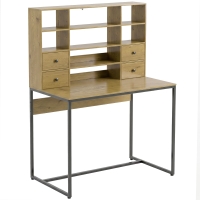 HOMCOM Computertafel met 4 laden en rekken, bureau 105 cm, naturel hout