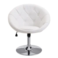 HOMCOM Poltrona Lounge Relax para Sala com Base de Aço, Poltrona de Leitura em Couro Sintético, Estofada para Quarto Branco(m-1)