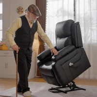 HOMCOM Riser and Recliner Chair with Vibration Massage, PU Leather Power Lift Chair for Elderly, Black(m-9)