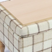 HOMCOM Linen Fabric Upholstered Footstool, Rectangular Storage Stool with Removable Top, Padded Seat and Hidden Space, Brown(m-12)