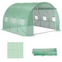 Outsunny Vervangfolie voor 3x3x2 m Kas, Stevig, Scheurbestendig, 6 Ramen, Deur, Groen(m-10)