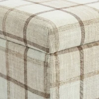 HOMCOM Linen Fabric Upholstered Footstool, Rectangular Storage Stool with Removable Top, Padded Seat and Hidden Space, Brown(m-10)