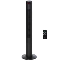 HOMCOM Ventilador de torre silencioso com controlo remoto 117 cm 70° oscilante, ventilador de pé com 4 modos, 3 velocidades, temporizador 12h, visor LED, Preto(m-6)