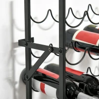 HOMCOM Estante de vinhos para 60 garrafas, prateleira metálica para garrafas, 63 x 20,5 x 118 cm Preto(m-4)