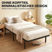 HOMCOM Bedframe met Opbergruimte, Metalen Frame, zonder lattenbodem, 90 x 200 cm(m-6)