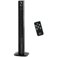 HOMCOM Ventilador de Torre com Controlo Remoto 45 W 70° Oscilação Ventilador de Coluna com Difusor de Aroma Função Temporizador 3 Níveis de Ventilação Preto(m-6)