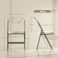 HOMCOM 4er-Set gepolsterte Klappstühle, Faltbare Stühle mit Cordbezug, Rückenlehne, Metallrahmen, Cremeweiß(m-3)