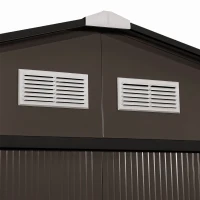 Outsunny Abri de jardin 5,4 m² 2,77 x 1,95 x 1,92 m kit de fondation porte coulissante ventilations acier galvanisé, marron(m-13)