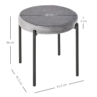 HOMCOM Banquetas para Sala de Jantar Conjunto de 4, Banquetas Empilháveis em Metal com Acabamento em Veludo, Banquetas Estofadas para Cozinha e Sala, Cinza(m-3)