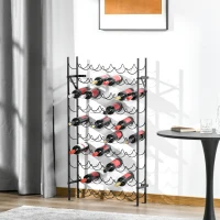 HOMCOM Estante de vinhos para 60 garrafas, prateleira metálica para garrafas, 63 x 20,5 x 118 cm Preto(m-2)