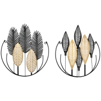 HOMCOM 3D -Quadros de Parede Conjunto de 2 Decoração de Parede Moderna Metal Natural + Preto