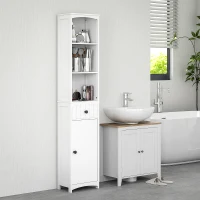 HOMCOM Armário de banheiro com 3 prateleiras, 1 gaveta, robusto, MDF, branco(m-2)