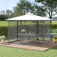 Outsunny Moustiquaires pour tonnelle barnum pavillon de jardin 3 x 4 m - lot de 4 moustiquaires zippées + crochets d'attaches(m-2)