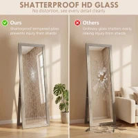 HOMCOM Full Length Mirror, 37 x 157 cm, Hanging or Freestanding, Rectangular Full Body Mirror for Living Room, Bedroom, Grey(m-5)