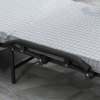 HOMCOM Cama dobrável, Cama de hóspedes, encosto reclinável, apoios de braço, 8 rodízios, estrutura de aço, cinza claro+preto, 190 x 76 x 33cm(m-5)