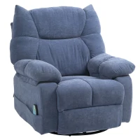 HOMCOM Poltrona de massagem com aquecimento & função reclinável, giratória, até 150 kg, estrutura metálica, 98x90x98cm, Azul(m-1)