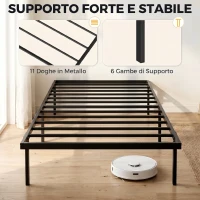 HOMCOM Bedframe met Opbergruimte, Metalen Frame, zonder lattenbodem, 90 x 200 cm(m-4)