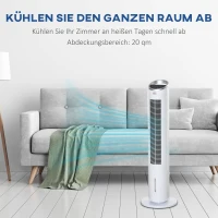 HOMCOM Ventilador de torre com refrigeração por água e controle remoto 60 W 20 m² 30 cm x 30 cm x 100,8 cm 3 modos Branco(m-5)