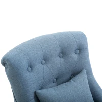 HOMCOM Poltrona Sala de Estar Poltrona Relax Loungesessel com Almofada de Encosto, Pernas em Madeira, Cadeira de Leitura com Aparência de Linho, Poltrona para Quarto, Azul(m-4)