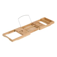 HOMCOM Prateleira para banheira em bambu tabuleiro ajustável para banheira para livro, iPad, telefone, SPA(m-6)
