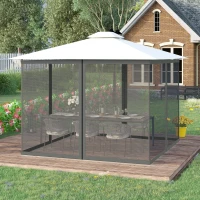 Outsunny Moustiquaires pour tonnelle barnum pavillon de jardin 3 x 4 m - lot de 4 moustiquaires zippées + crochets d'attaches(m-10)