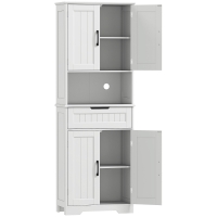 HOMCOM Buffet cuisine, armoire de cuisine avec 4 portes, tiroir, compartiment ouvert et étagères réglables, 60x30x172cm, blanc