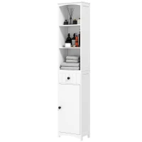 HOMCOM Armário de banheiro com 3 prateleiras, 1 gaveta, robusto, MDF, branco(m-6)