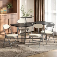 HOMCOM 4er-Set gepolsterte Klappstühle, Faltbare Stühle mit Cordbezug, Rückenlehne, Metallrahmen, Cremeweiß(m-10)