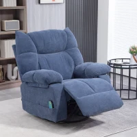 HOMCOM Poltrona de massagem com aquecimento & função reclinável, giratória, até 150 kg, estrutura metálica, 98x90x98cm, Azul(m-2)