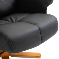 HOMCOM Poltrona de massagem com puff, Poltrona relax reclinável 145° com função de massagem, Espaço de arrumação, Couro sintético, 80 x 86 x 99 cm, Preto(m-5)