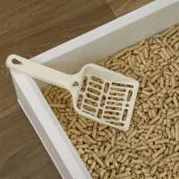 PawHut Kattenbak, Hutontwerp, 1 zeefmat, 1 schepje, uitneembare bodembak, Groen + Wit(m-11)