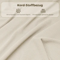 HOMCOM 4er-Set gepolsterte Klappstühle, Faltbare Stühle mit Cordbezug, Rückenlehne, Metallrahmen, Cremeweiß(m-7)