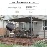 Outsunny Pergola 4 x 3 m bioclimatique pergola avec lames orientables style contemporain UV 50+ aluminium - gris(m-5)