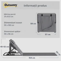 Outsunny Set de 2 șezlonguri de plajă cu spătar reglabil, pliabile și ușoare, cu pernă și buzunar de depozitare(m-7)