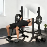 SPORTNOW Hantelständer 2 Ebenen Hantelscheibenständer aus Stahl Langhantelablage bis 300 kg Schwarz(m-10)
