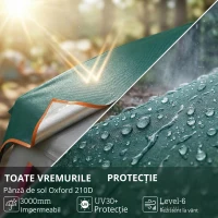 Outsunny Cort de camping pentru 4-6 persoane, stabil, impermeabil 3000mm, cort familial cu acoperire superioară detașabilă, protecție UV30+, verde(m-5)