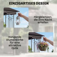 Outsunny tuinpaviljoen met dubbel dak paviljoen tuintent feesttent partytent met 4 x zijwanden metaal + polyester beige 3 x 3 x 2,7 m | Aosom(m-7)
