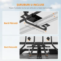 SPORTNOW Suport bagaje pentru acoperiș universal, coș de acoperiș cu protecție contra vântului, până la 150 kg, 116 x 92 x 11,5 cm pentru SUV-uri, camioane, Negru(m-6)
