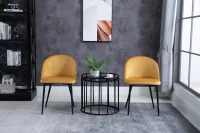 HOMCOM Lot de 2 chaises salle à manger chaise de cuisine scandinave chaise en velours rembourrée avec pieds effilés en métal, pour salon, salle à manger, jaune(m-14)