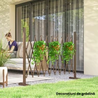 Outsunny Gard Extensibil Autoportant Pliabil, Panou Protector din Aluminiu pentru Grădină, 250x103,5cm, Maro Închis(m-8)