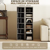 HOMCOM Lot de 2 étagères colonnes armoire de rangement CD-DVD 12 compartiments 21 x 22,5 x 88,5 cm capacité 204 CD gris(m-4)