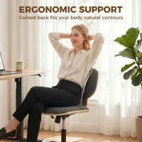 HOMCOM Home Office Desk Chair Rocking Function Ergonomic Swivel Chair with PU Wheels, Grey(m-5)
