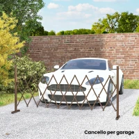 Outsunny Recinzione per Giardino a Larghezza Regolabile, in Metallo e Alluminio, 250x31x103.5 cm, Marrone(m-6)