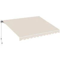 Outsunny Tenda da Sole a Bracci per Esterno con Manovella, Metallo e Poliestere, 3x2.5m Beige(m-1)