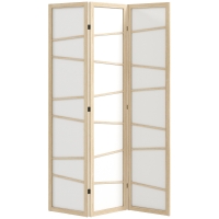 HOMCOM Wooden Folding Privacy Screen, 3 Panel Room Divider for Bedroom, Natural Wood Finish